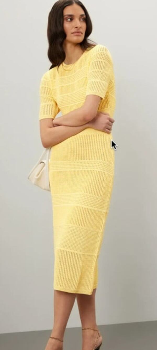 Jason Wu Knit Dress Midi Short Sleeve Yellow XS